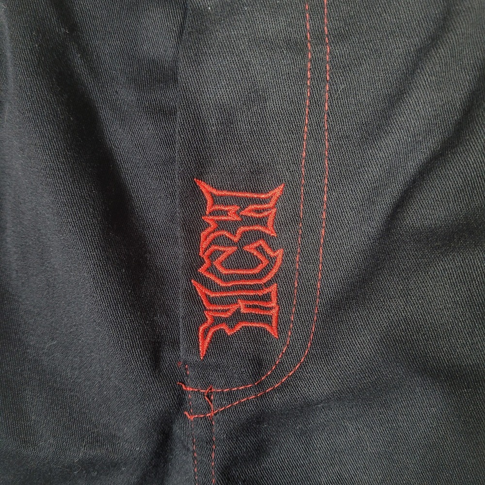 Heaven Can Wait Pants Mens 40 Black Red Embroidered Skeleton Graphic Streetwear - Picture 2 of 12